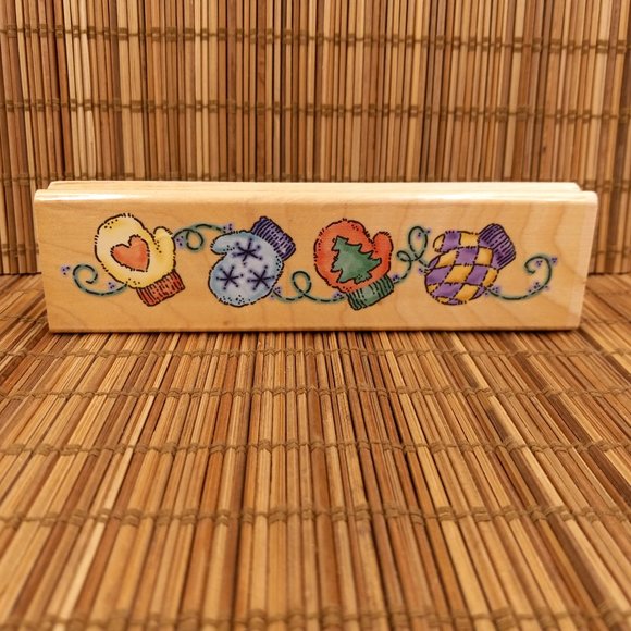 Stampendous Mitten Border Rubber Stamp Winter Christmas Holiday 1999 - Picture 2 of 5